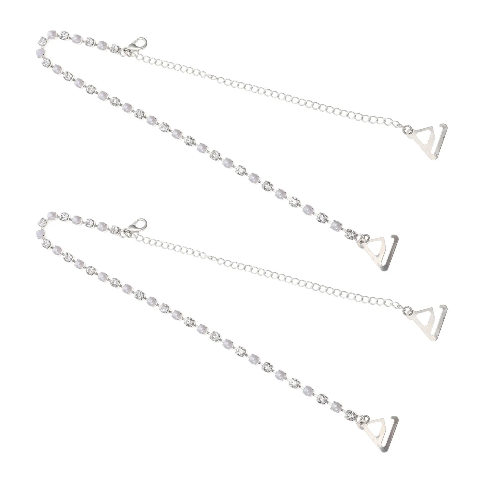 زوج واحد من أشرطة حمالات الصدر المصنوعة من اللؤلؤ الفاخر سهلة الإزالة بدون أكتاف ملابس داخلية غير مرئية فستان الزفاف وحزام الكتف