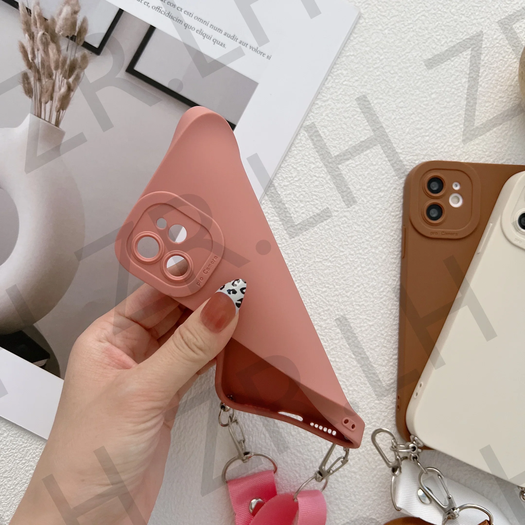 Crossbody Necklace Lanyard Chain Phone Case for iPhone 15 14 13 11 12 Pro Max XS X 7 8 Plus XR Silicone TPU Case