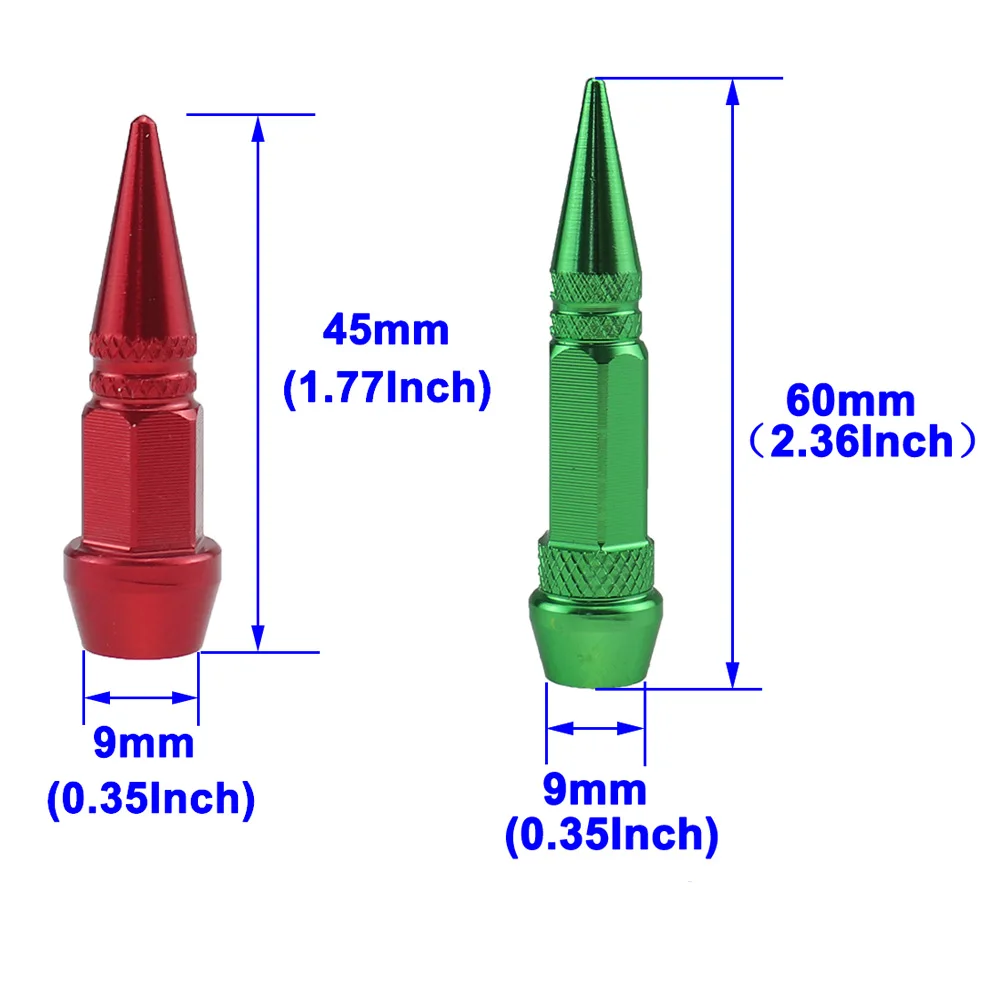 범용 알루미늄 스타일링 튜닝 자동차 타이어 밸브 스템 캡, 스파이크 모양의 금속 먼지 커버, 자동차 자전거용 뚜껑, 4 개