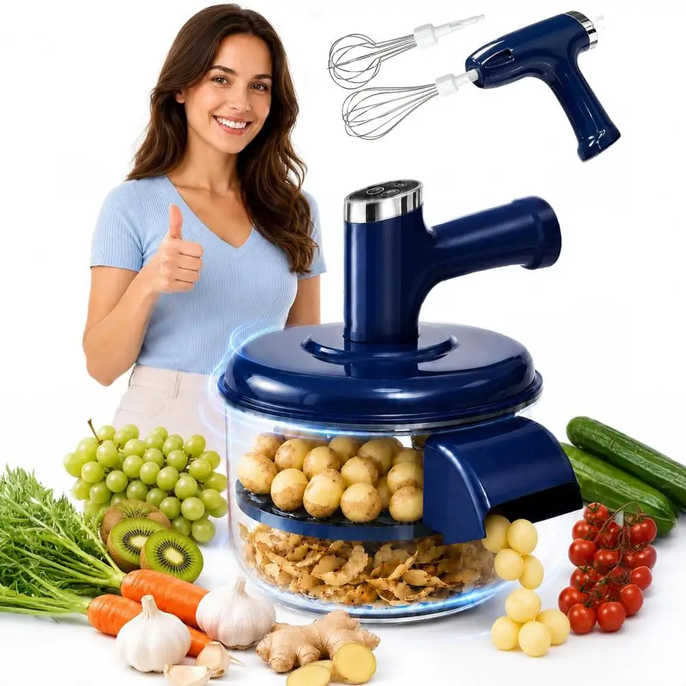Kitchen Food Processor Handheld Egg Beater Automatic Electric Fruit Peeler Compact Stainless Steel Vegetable Peeling for Fast