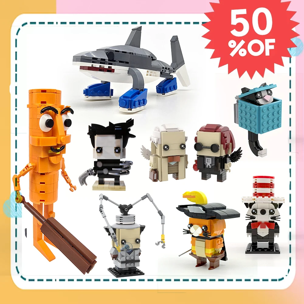 MOC Classic Movie Collection Set Action Figure Building Block Set Cat Shark Fox Edward Model Bricks Xmas Gifts