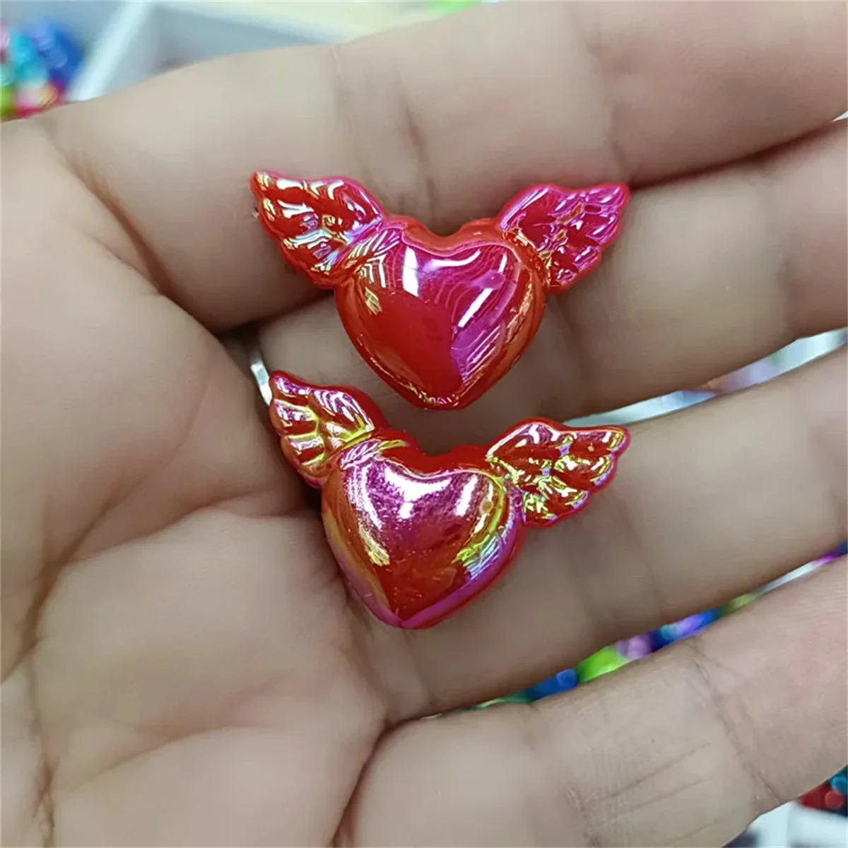ST62 3Pcs Acrylic Plating Color Transparent Beads Angel Wings Colorful Fashion Colorful  Beads Diy Bracelet Necklace Jewelry