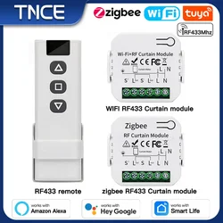 TNCE Tuya WiFi/Zigbee Smart RF433 Curtain Switch Module For Motorized Roller Shutter Blinds Motor Work With Alexa Google Home