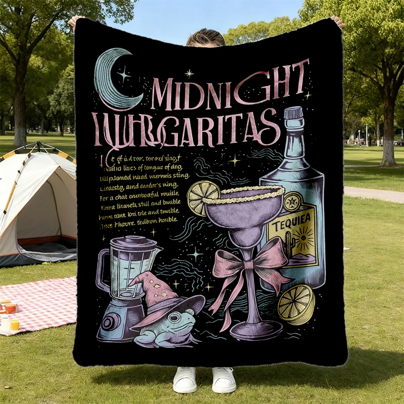 Midnight Margaritas Flannel Throw, Margarita Lovers Gift, Tequila Halloween, Margarita Flannel Blanket, Witchy Cozy Blan