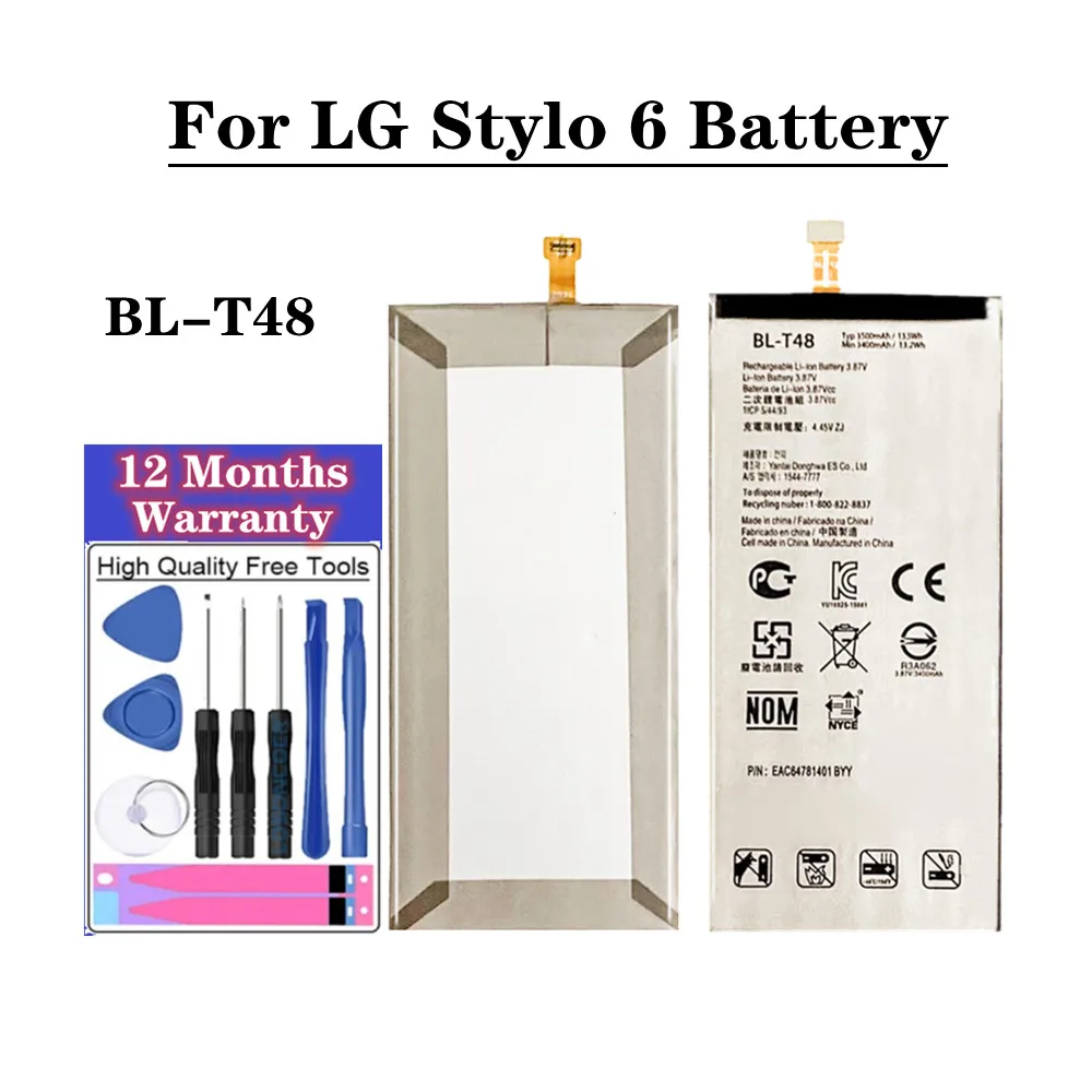 

High Quality 3800mAh BLT48 BL-T48 Replacement Battery For LG Stylo 6 LMQ730TM LM-Q730TM BL T48 Phone Battery + Tools