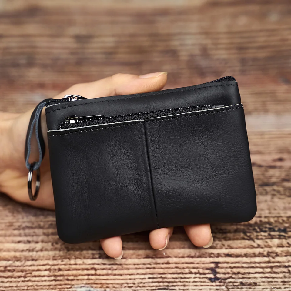 Echtes Leder Mini Geldbörse Kleine Geldbörse Männer Frauen Braun Vintage Casual Kreditkarte Kleine Tasche Reißverschluss Tasche Schlüsseltasche NUPUGOO – Detail 16