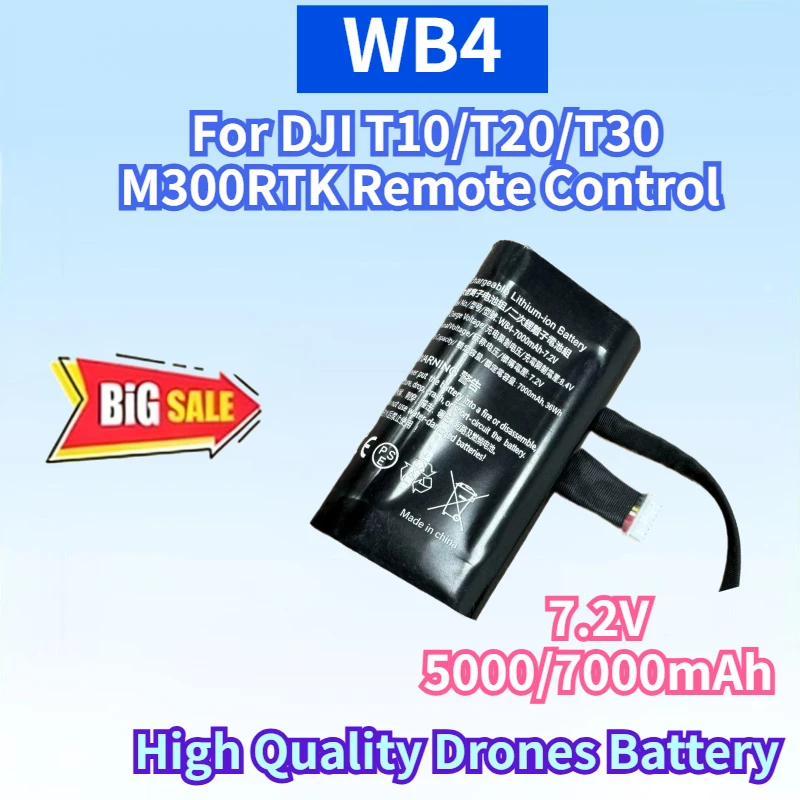 

New WB4 7.2V 5000/7000mAh for DJI T10/T20/T30 M300RTK Remote Control Agricultural Plant Protection Drones Rechargeable Battery