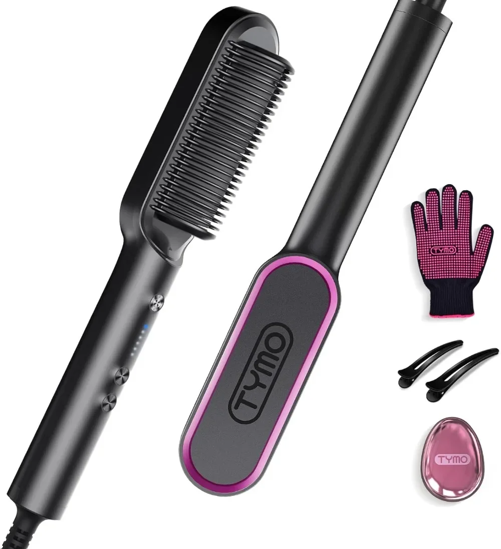 TYMO RING Cepillo Alisador Pelo - Planchas de Pelo Profesional, 5 Temperaturas, 130 ° C-210 ° C, Calentamiento Rápido, Protección An