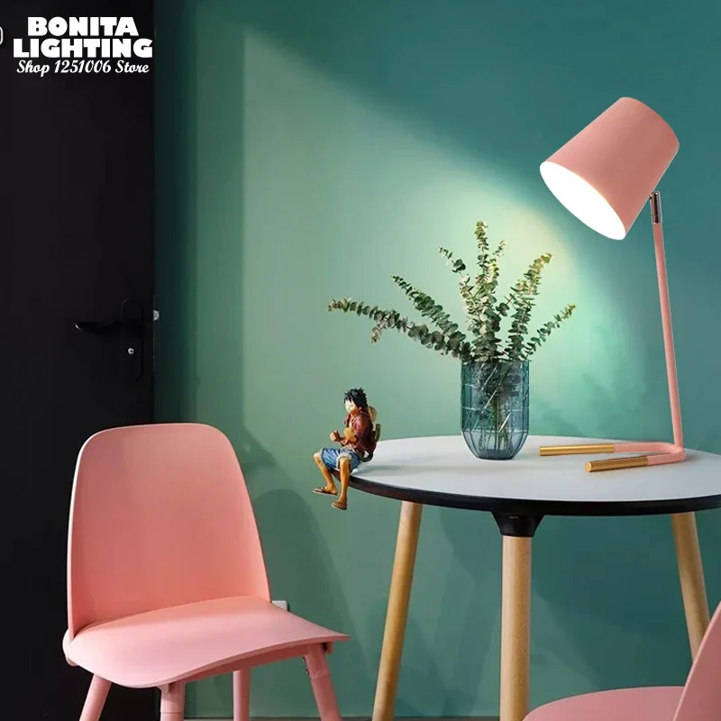 Nordic Simplistic Macaron Color Reading Table Lamp Living Room Bedside Study Room Creative Design Angle Adjustable LED Desk Lamp