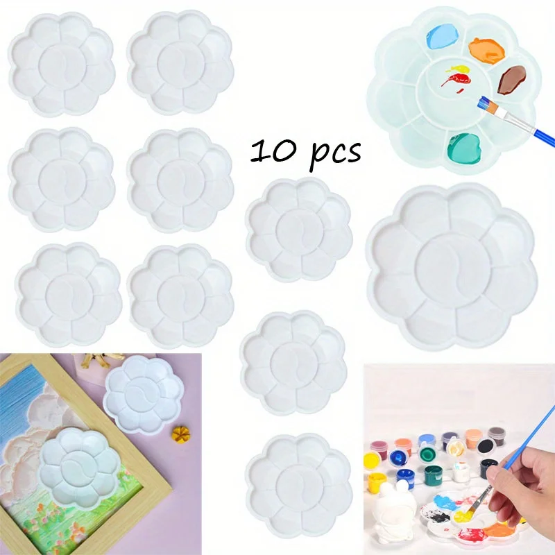 10pcs Flower Plum Rectangle Ceramic Palette Color Mixing Paint Palette Tray For Watercolor Gouache Acrylic Painting Art Supplies