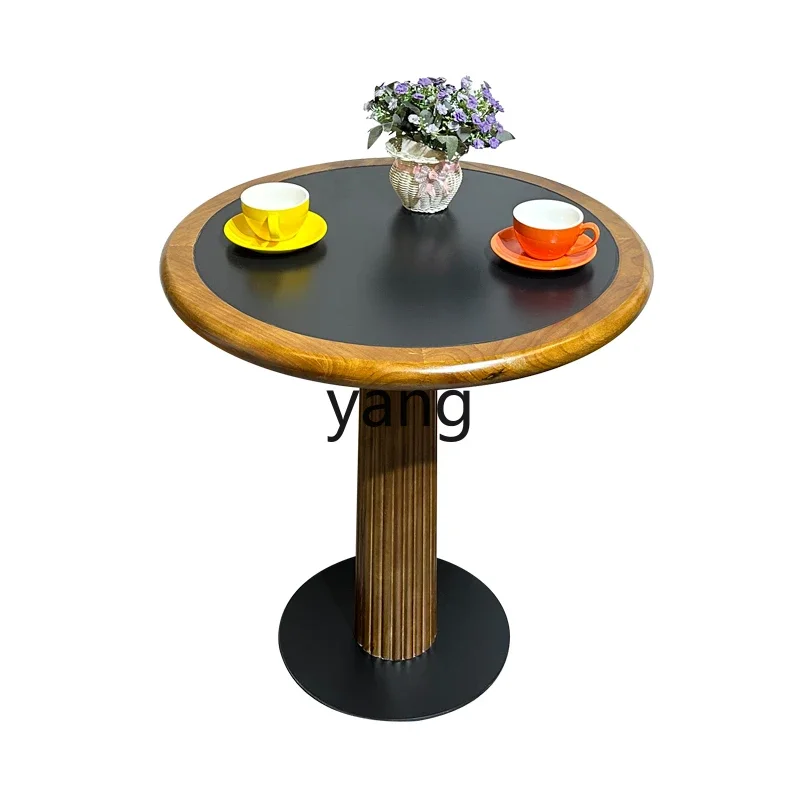 

Yjq solid wood small round table Bistro B & B retro round mid-ancient style cafe table and chair combination