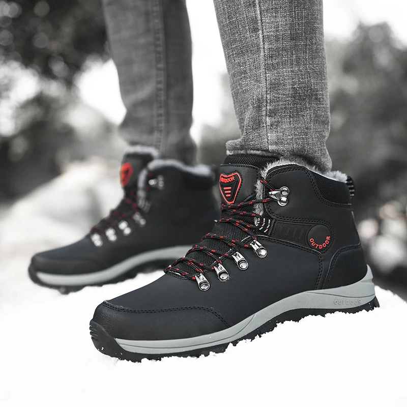 Men Casual Snow Boots Waterproof Warm Winter Shoes Men Hiking Boots Outdoor Mountain Climbing Sneaker Man  cotton shoes male