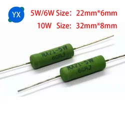 Resistência à enrolamento por fio, 5 peças rx21 6w 10w 5% 0,1r 0.5r 1r 4.7r 10r 18r 20r 22r 24r 27r 30r 33r 36r 47r 100r 220r 470r 1k 10k 12k 15k