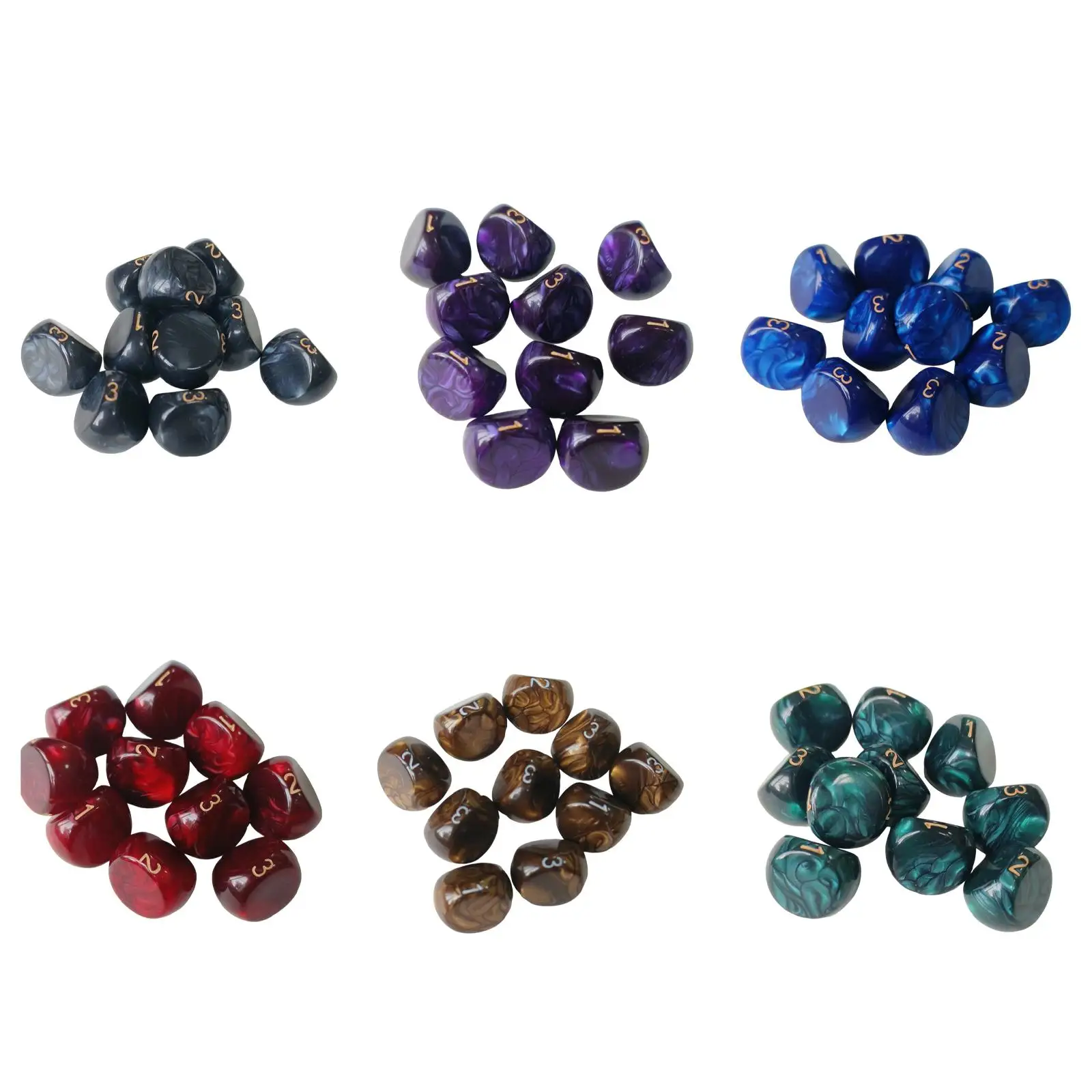 10 Pieces Dice Set Party Supplies Bar Toys, Accessories, Table Games ,Role Playing, 3 Sided Game Dices, for KTV and Home