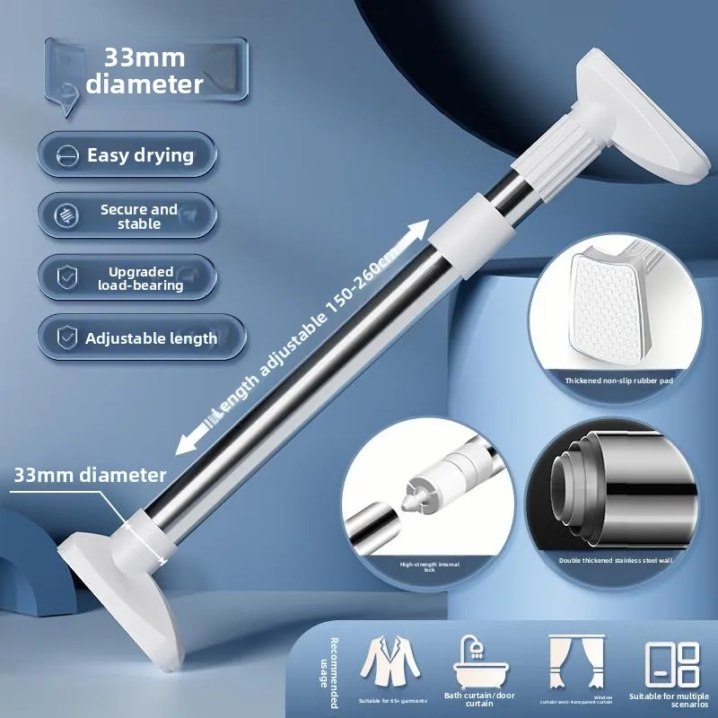 

Простая раздвижная штанга-карниз для ванной комнаты, спальни, гардероба, без сверления, горизонтальный верхний кронштейн для штанги