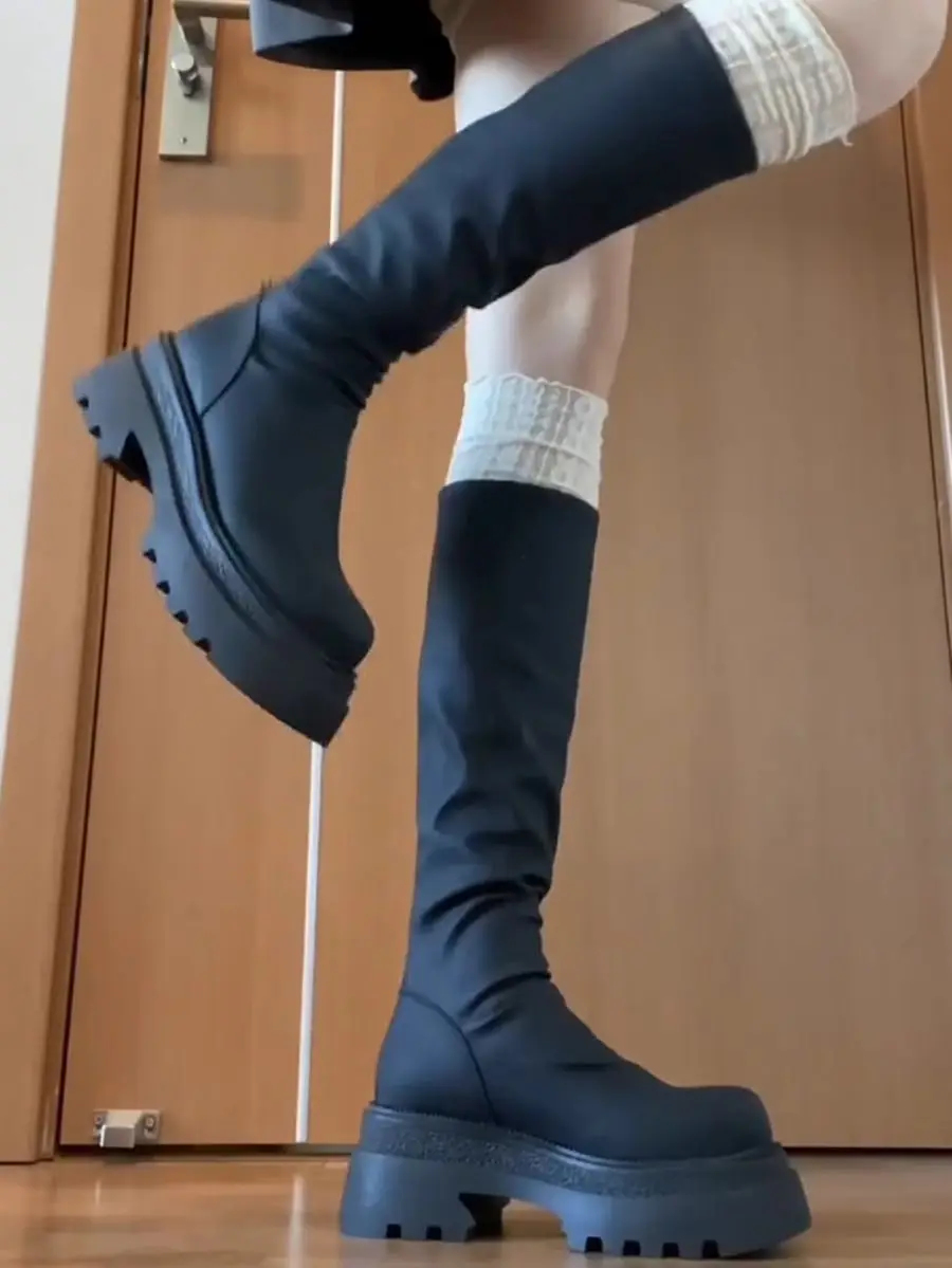 Slim Women Knee High Boots Female Platform Thick Bottom Long Booties Zapatos De Mujer view 6