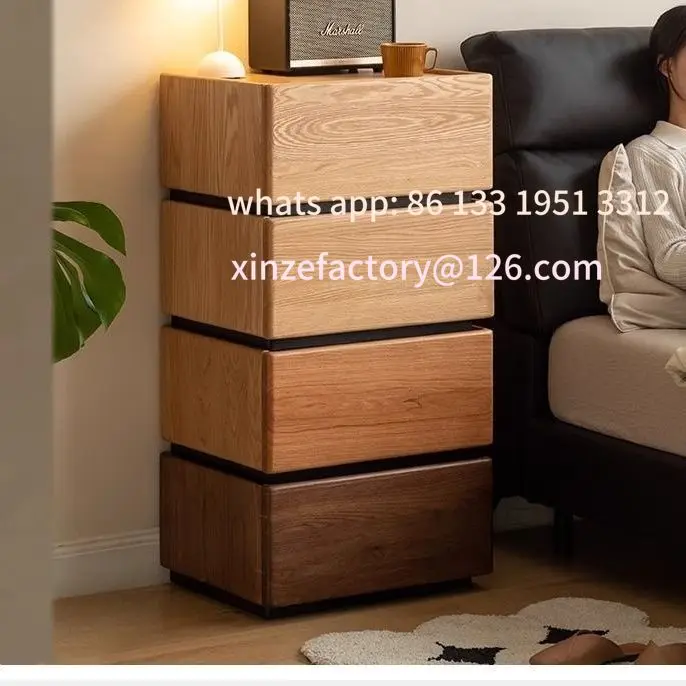 

Customizable cherry wood bedside table combination chest cabinet bedroom bedside table storage card door cabinet