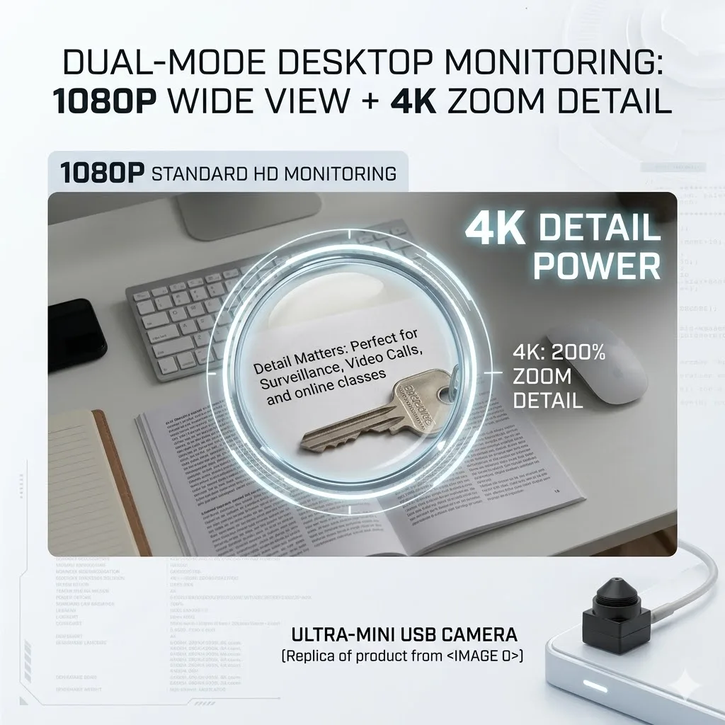 USB Webcam, 2MP 1080P/8MP 4K Ultra HD, 90° Wide Angle with Mic, UVC USB-C OTG Computer Camera for PC Laptop Android iOS
