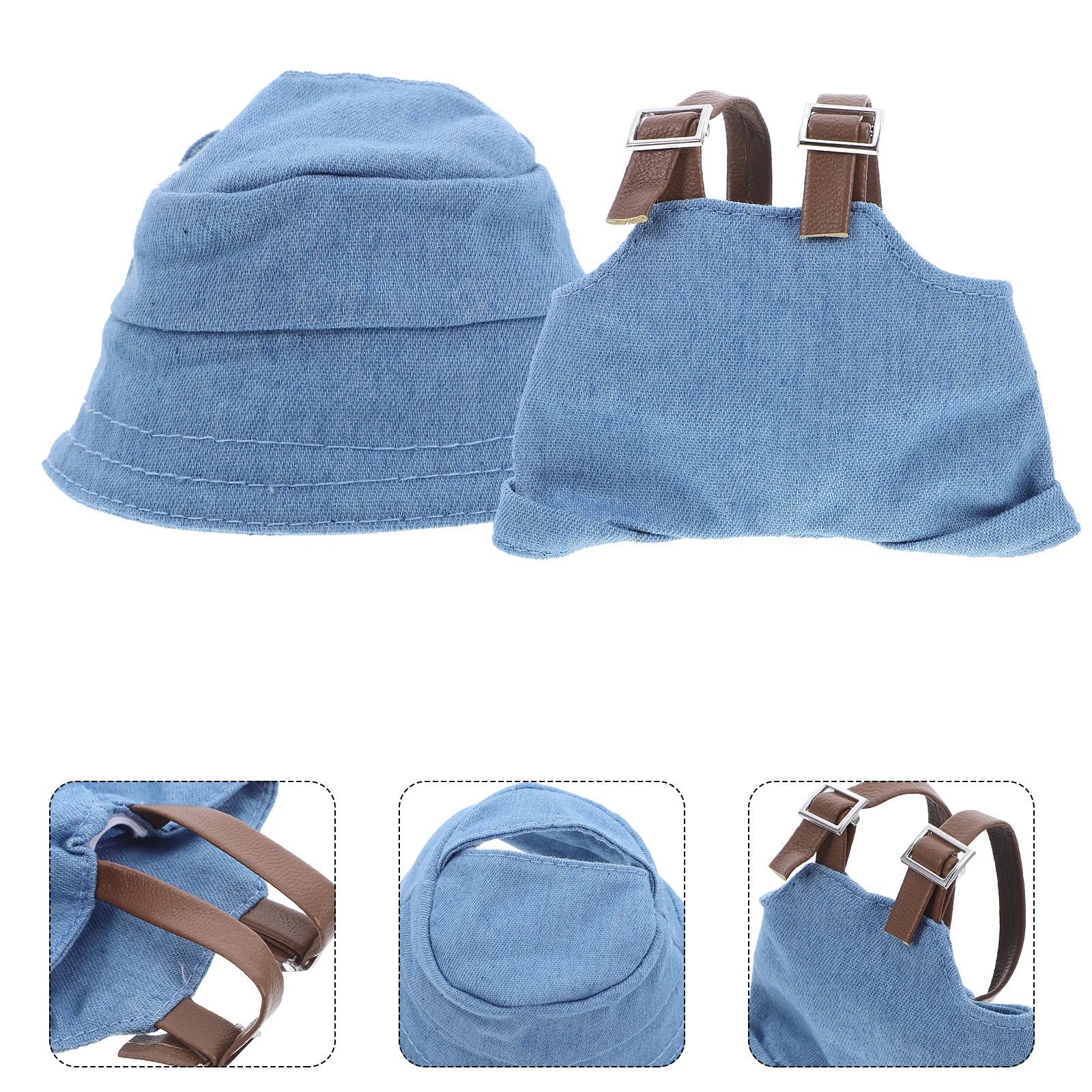 

1 set 1 Set 17Cm Clothing Set Suspenders Pants Miniature Hat For Dress Up Diy Replaceable Tiny Hats Compatible With Small