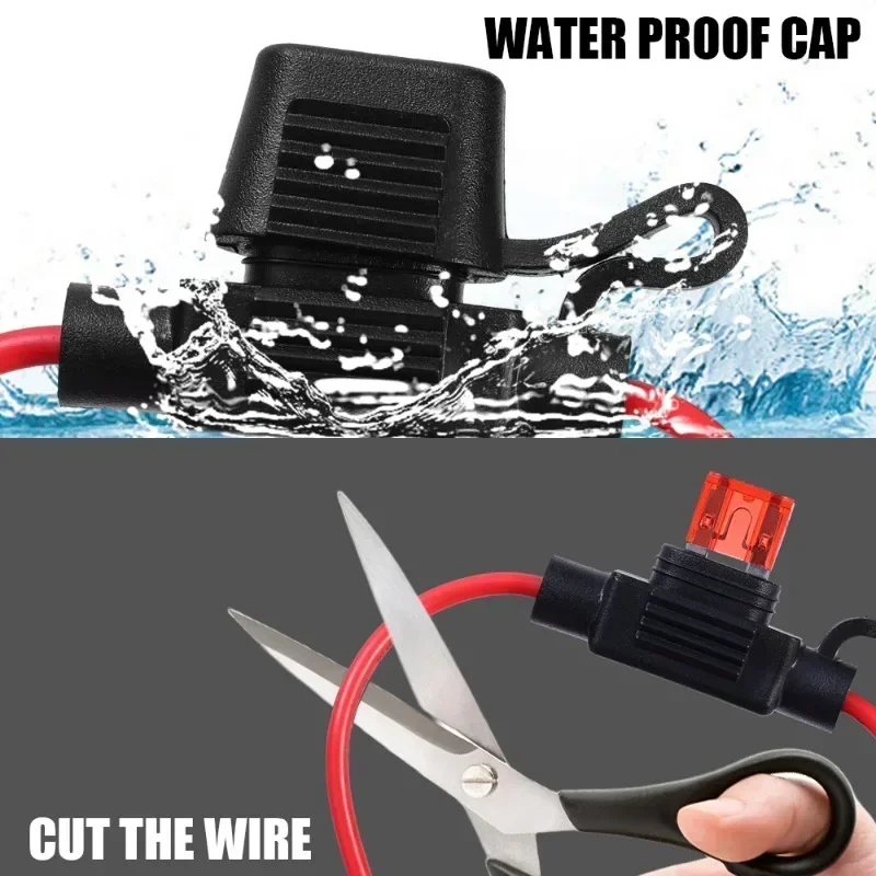 Car Mini Blade Fuse Holder in-Line Splash-proof Box 32V 30A with Fuses Blade Wire Cutoff Switch Socket Automotive Fuse Socket