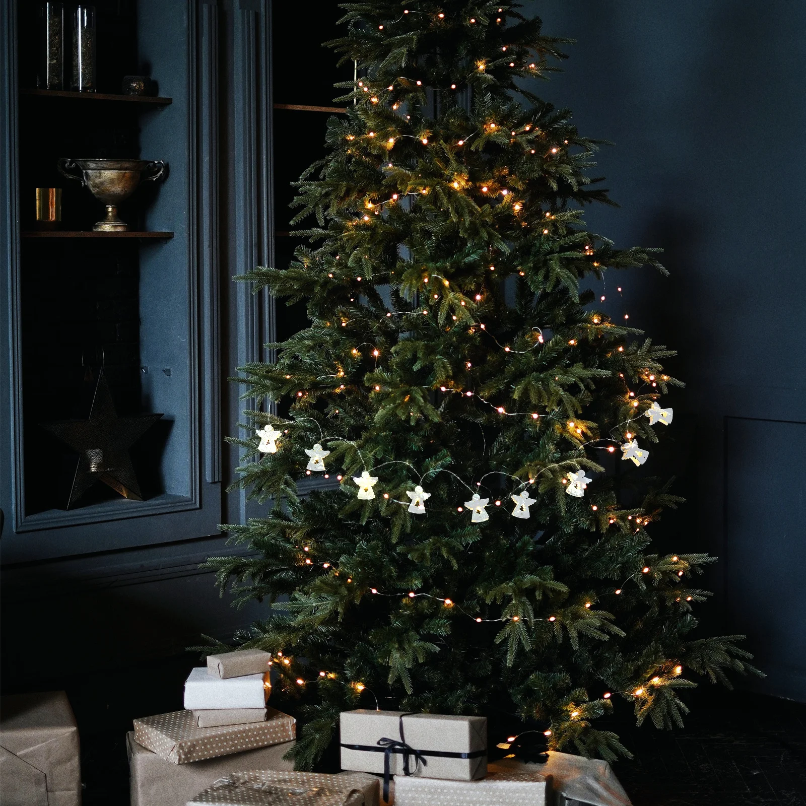 1 قطعة خشبية الملاك شكل مصباح سلسلة الإبداعية عيد الميلاد ديكور الإضاءة رائعة في الهواء الطلق داخلي حفلة مصباح حديقة سلسلة مصباح #4