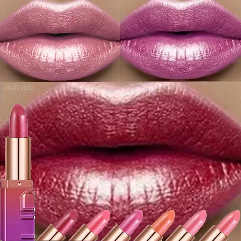 Diamond Pearlescent Lipstick Glitter Metallic Changing Lipgloss Waterproof High Pigmented Shimmer Luxury Bold Glitter Lip Makeup