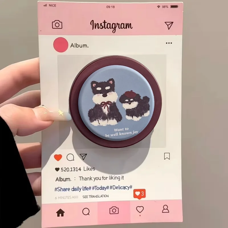 Корейский милый мультяшный щенок для телефона Magsafe, магнитная подставка Griptok для IPhone 17, забавный складной чехол для беспроводной зарядки, держатель