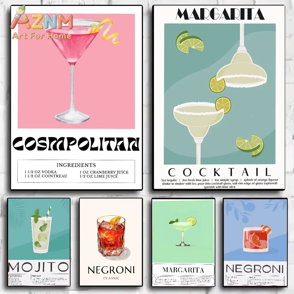 

1pc Cocktail Drink Recipes Mojito Poster HD art wall waterproof home living room bedroom bar aesthetic decoration
