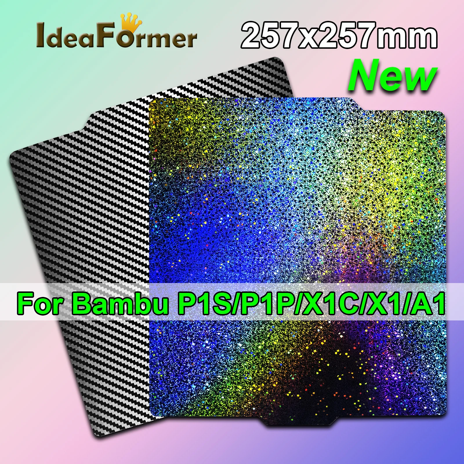 

IdeaFormer для лаборатории Bambu, пластина для сборки, пластина для сборки P1S X1C, гладкий лист из ПЭТ 257x257 мм, лист из ПЭТ для P1P X1, Бамбуковая Подогреваемая кровать