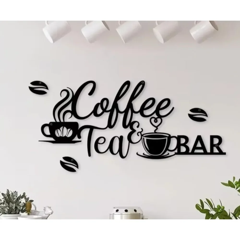 BrewBloom Metal Coffee Bar Sign - Bean Design Wall Art for Coffee & Tea Bars, Rustic Decor for Home Kitchen/Office Walls