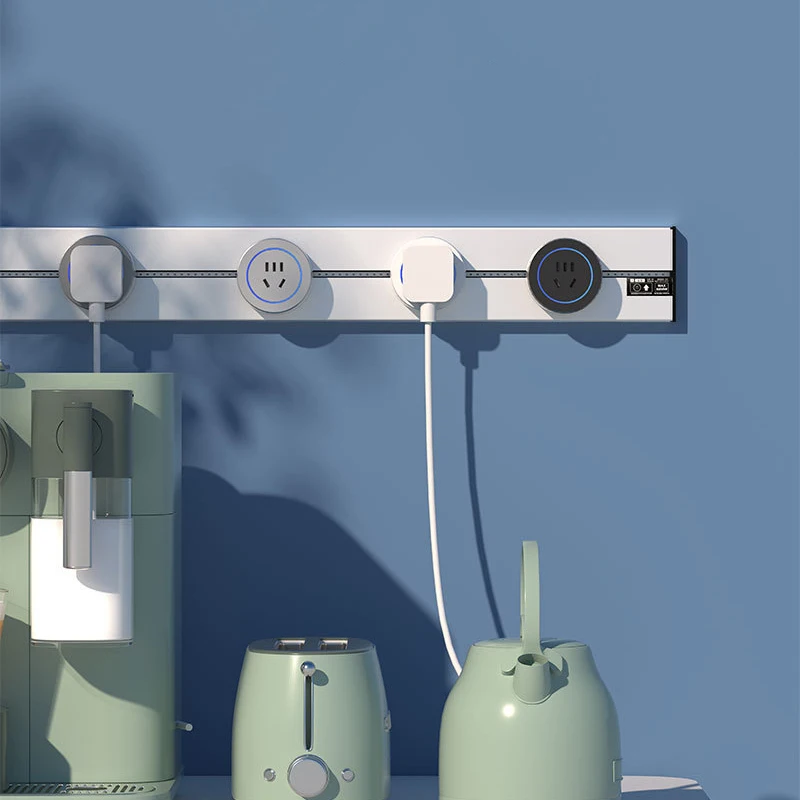 Mobile Track Plug-In Board Kitchen Movable Slide Rail Socket Anti-Shock Safe Home Wall Electrical Power Supply Accessory Unit