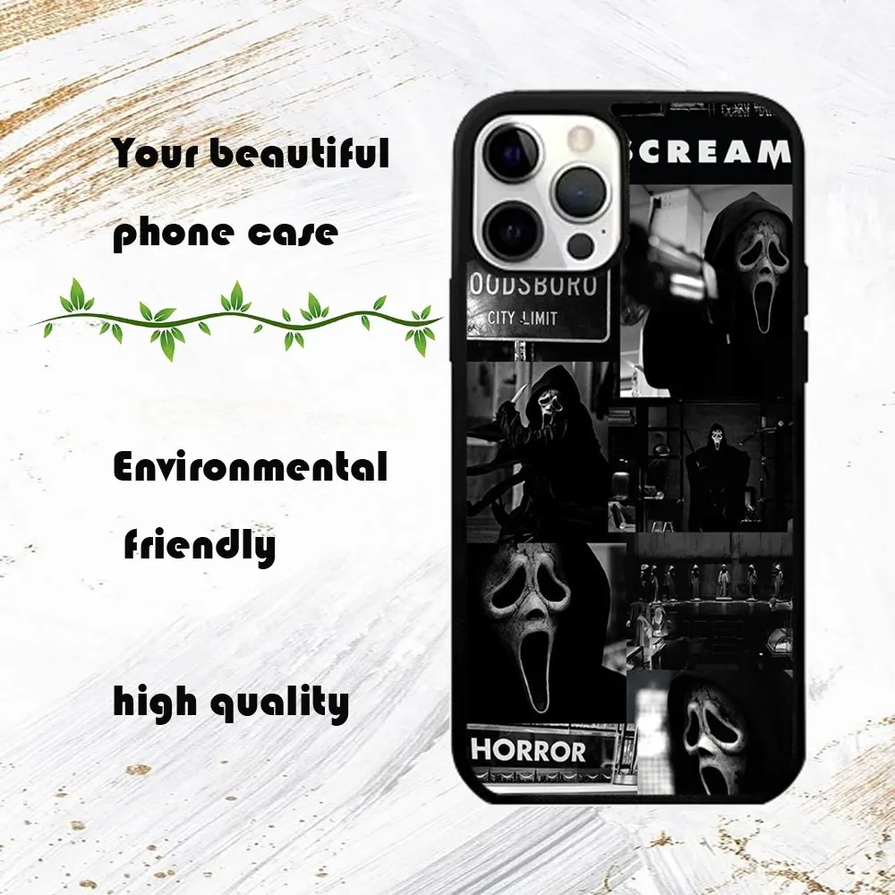 Ghostface Horror Scream Art Phone Case For iPhone 16 15 14 13 12 11 Pro Max Plus Mini PC Fashion mirror phone case