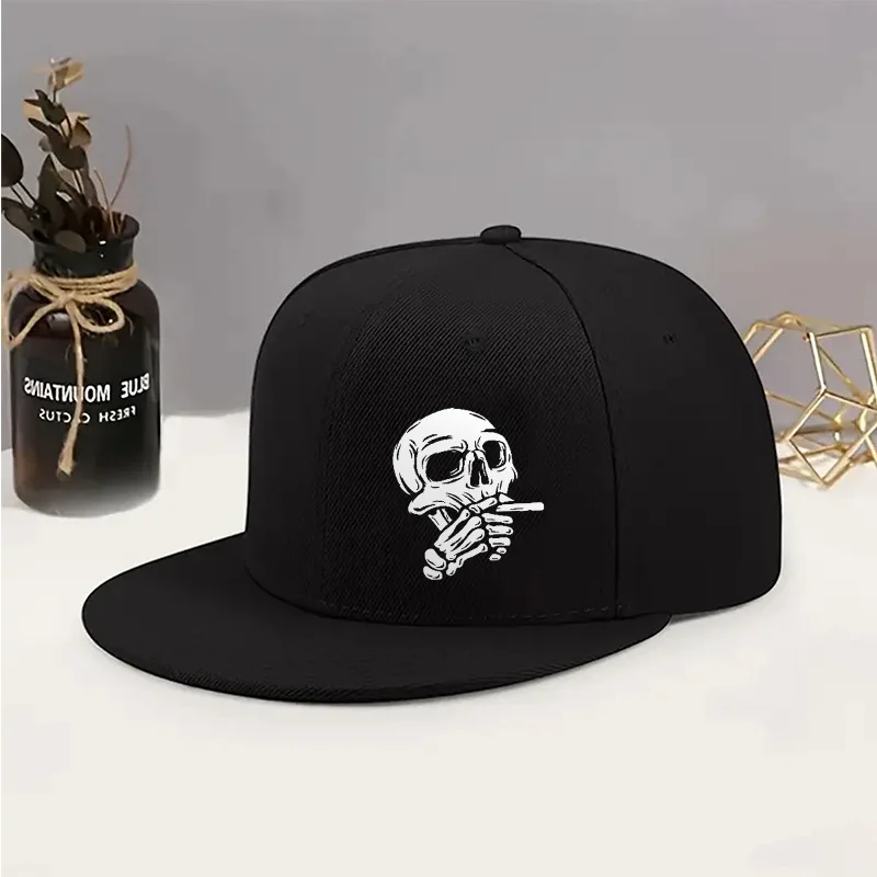 التدخين الجمجمة الرسم شقة حافة قبعة بيسبول البوليستر الشارع الشهير الهيب هوب قابل للتعديل Snapback قبعة الكبار عارضة #1
