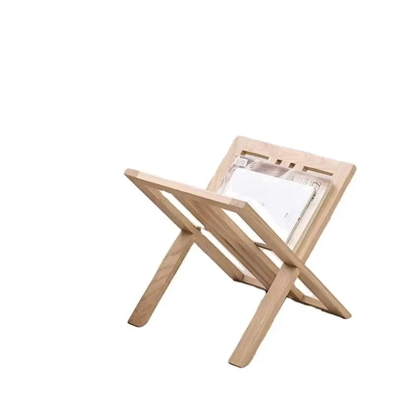 Contemporary Durable Wooden Floor to Ceiling Storage Basket for Newspapers Magazines and Picture Books Office Information