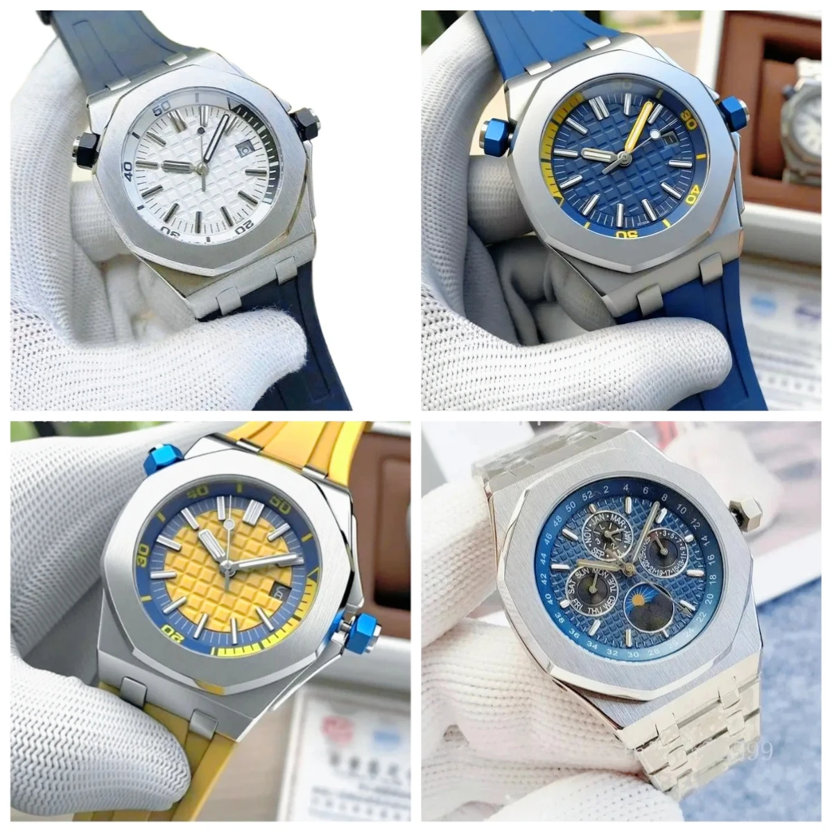 

Fashion Luxury 42mm Male Automatic Mechanical Black Blue Rubber Band Shockproof Multifunctional Luminous Sports Casual Watches