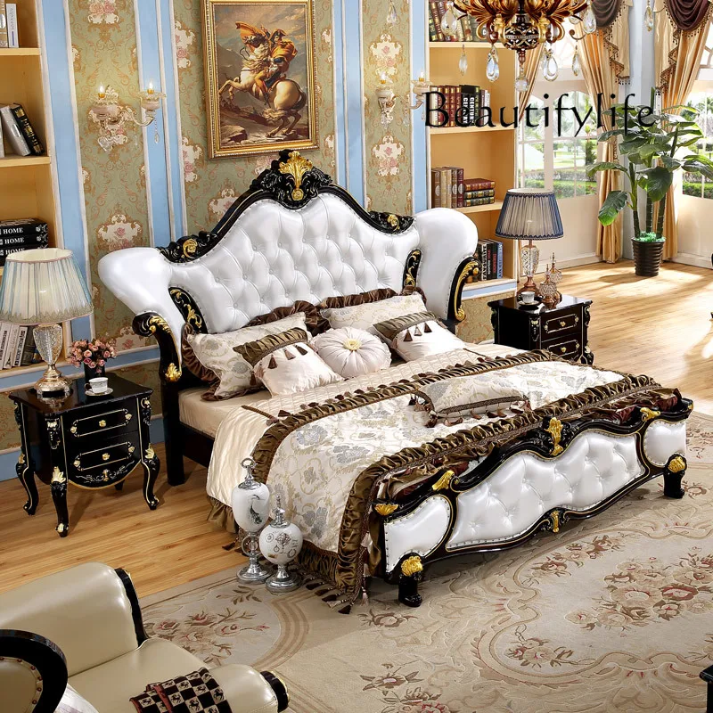 

X Luxury Nordic Style Double Bed Frame Elegant Pretty European Headboards Bed Frame Master Camas Moderrnas Inteligentes Furnitur