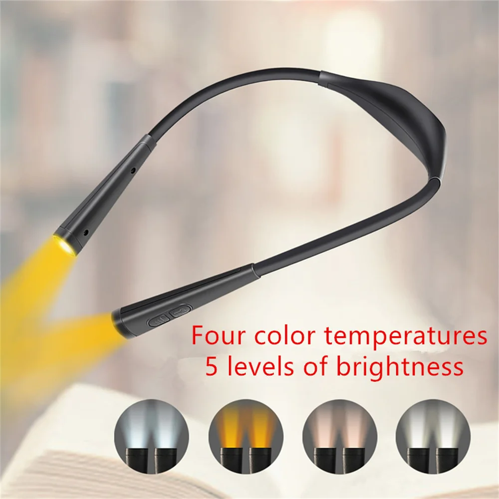 New 4 Colors Night Lamp 5 levels USB Rechargeable Portable Neck Reading Book Lights For Sewing Knitting Camping Repairing Light