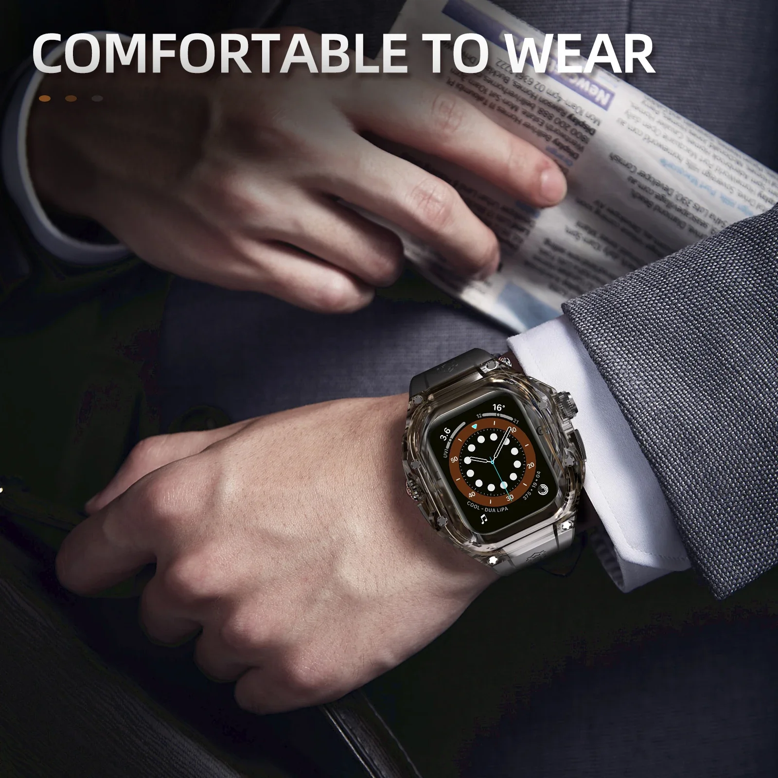 For Apple iWatch Ultra-Ultra 2 49mm Protection Kit IP54 Waterproof Watch Case Silicone Wristband Dust and Drop Resistant Case