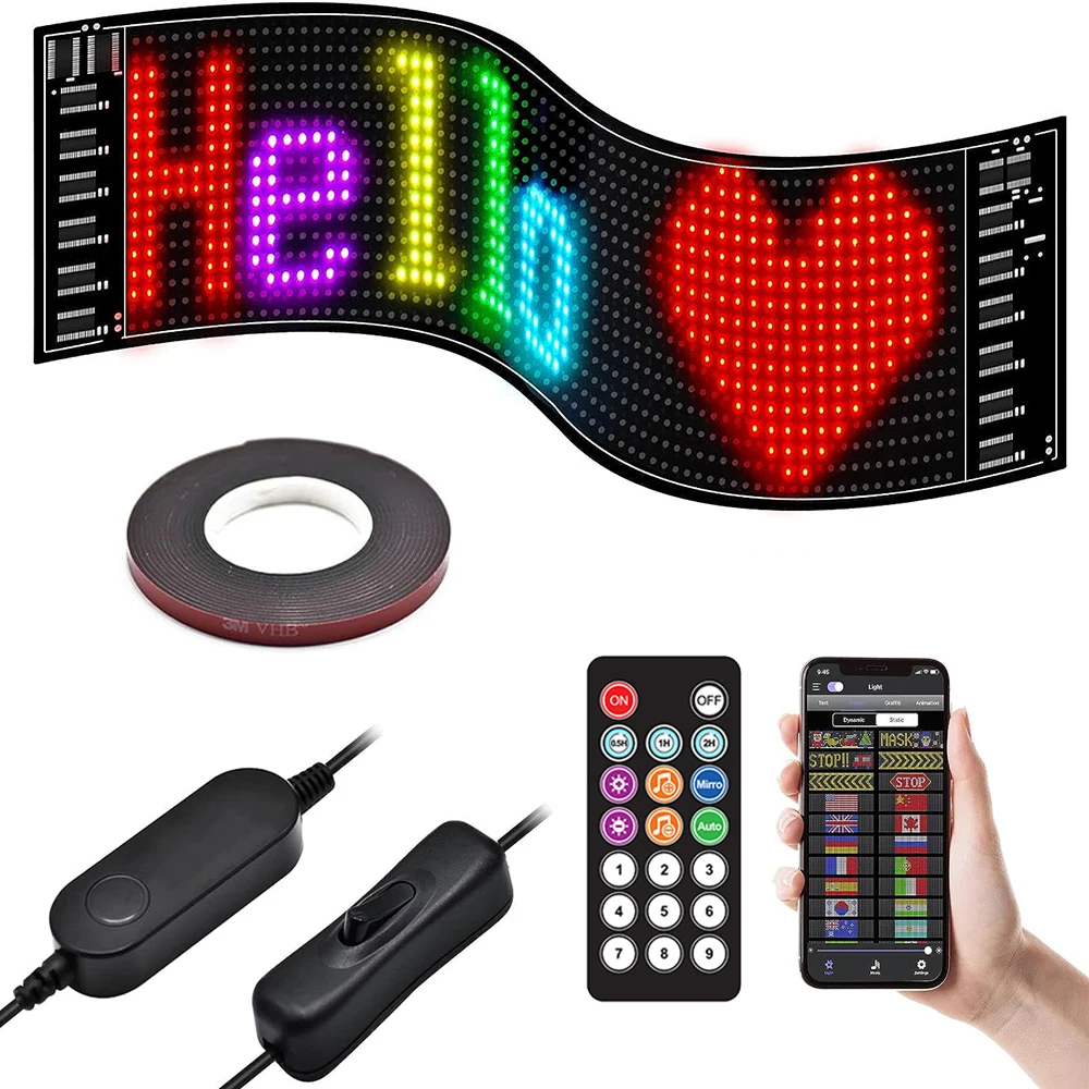 

GOTUS Flexibility Led Display, 1664PLUS Remote Control Rolling Advertising sign, Bluetooth APP control USB LED car sign