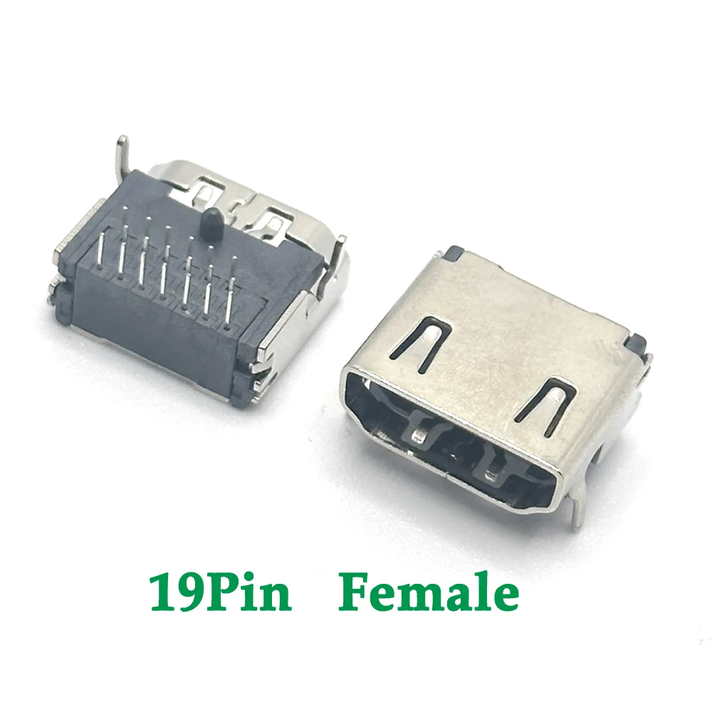 

HDMI Jack Female 19 pin Socket interface connector 90 degree With fixed screw holes HDMI-19P 3 rows of feet 90 degrees