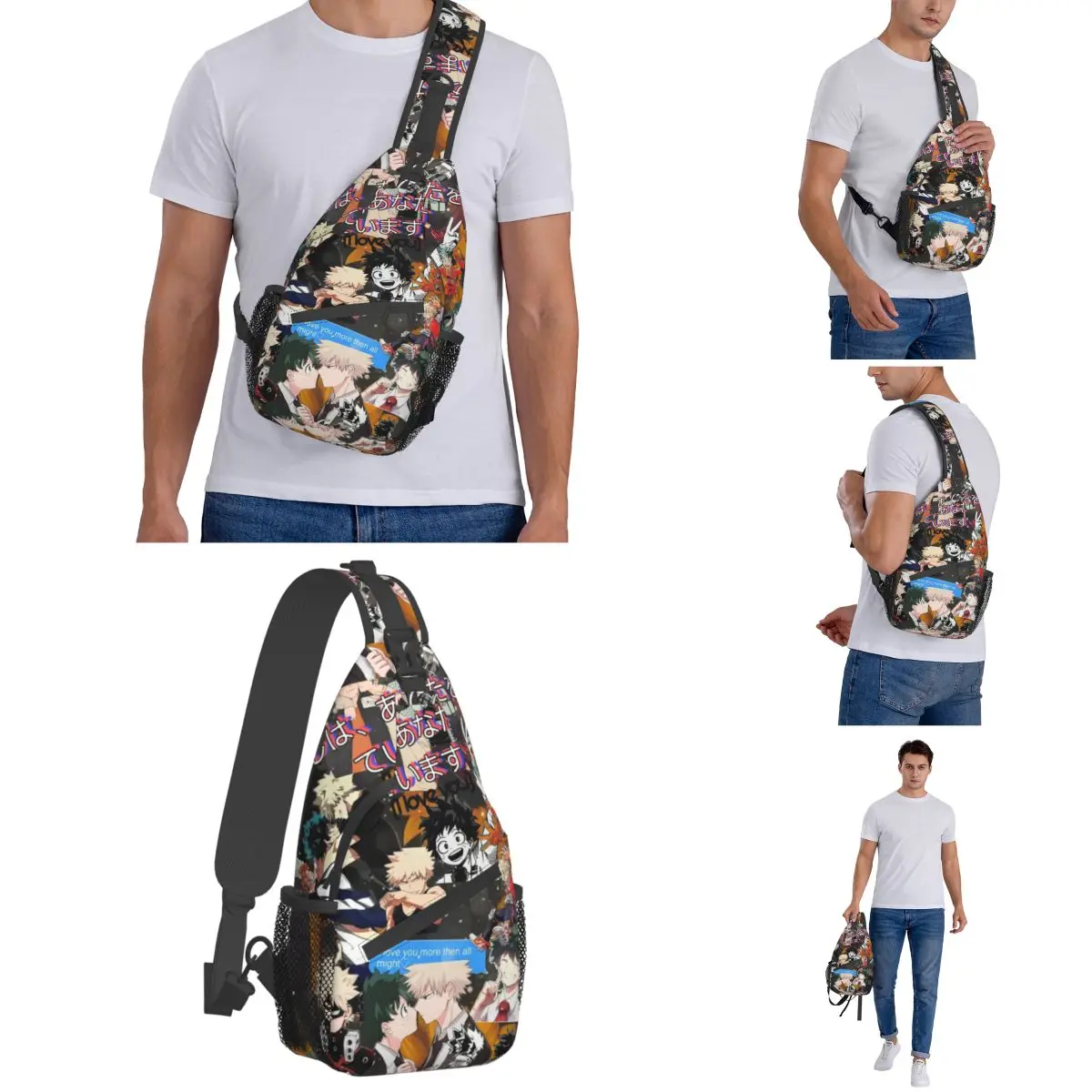 Mój bohater Academia Anime kreskówkowy woreczki strunowe Crossbody mała torba piersiowa plecak plecak na ramię Bakudeku do uprawiania sportów turystycznych