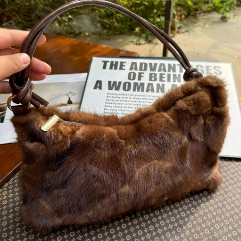 

New Winter Mink Fur Women's Bag Fashion Handbag Ladies Bags Purses Women Shoulder Bag Real Mink fur Messenger Bags