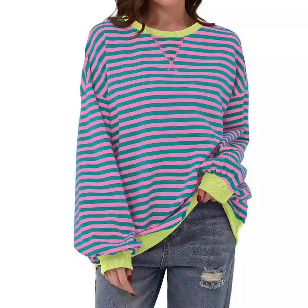 

Women's Casual Stripe Sportswear Long Sweated Hoodie Comfortable Breathable Casual Style Winter Fashion Women's Top