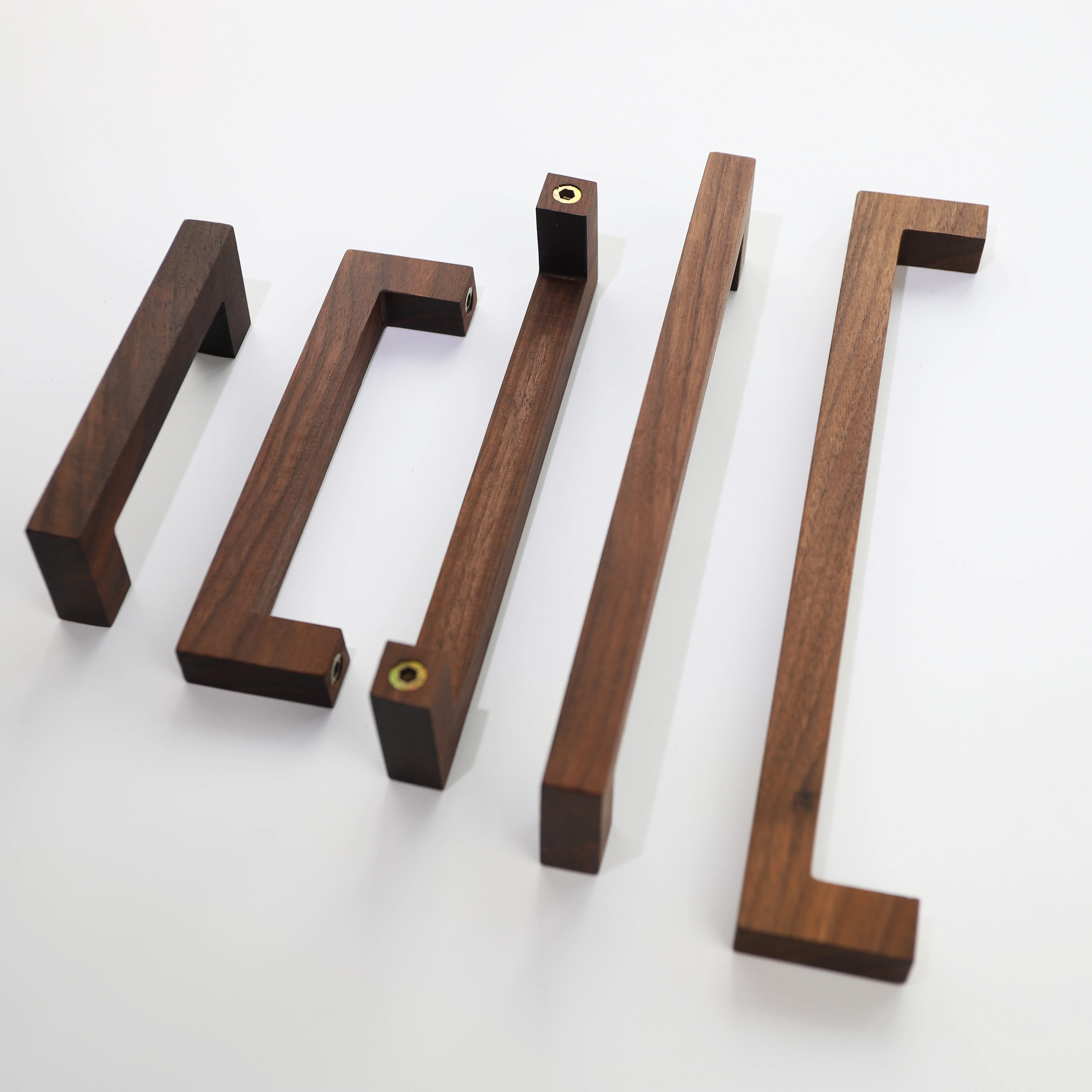 4pcs Minimalist Black Walnut Cabinet Pulls Square Tubular Wood Furniture Handles for Drawers Wardrobes DIY Furniture Hardware