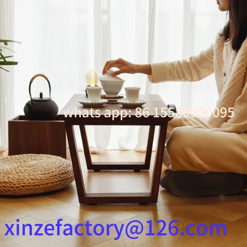 Konfigurowalny stolik do herbaty z litego drewna w stylu nordyckim, japoński stolik kawowy tatami, minimalistyczny stolik boczny na balkon