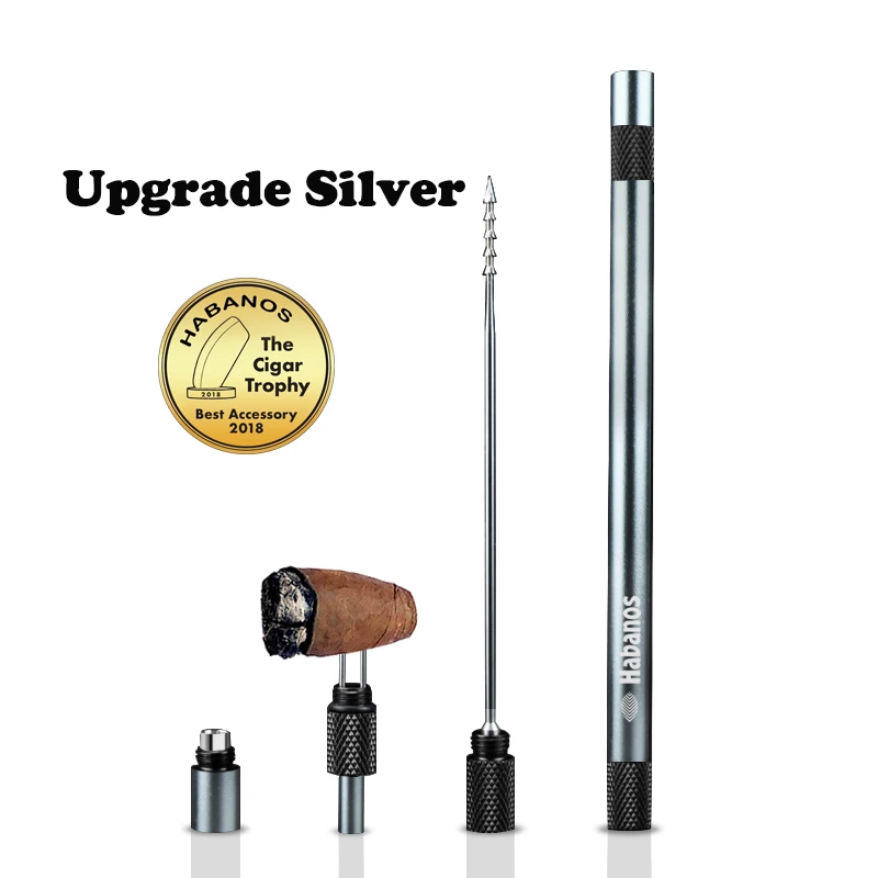 Cigar Draw Enhancer Tool Portable Dredge Drilled Stainless Steel Cuba Cigar Punch Cutter Sharp Cigar Needles Smoking Accessories