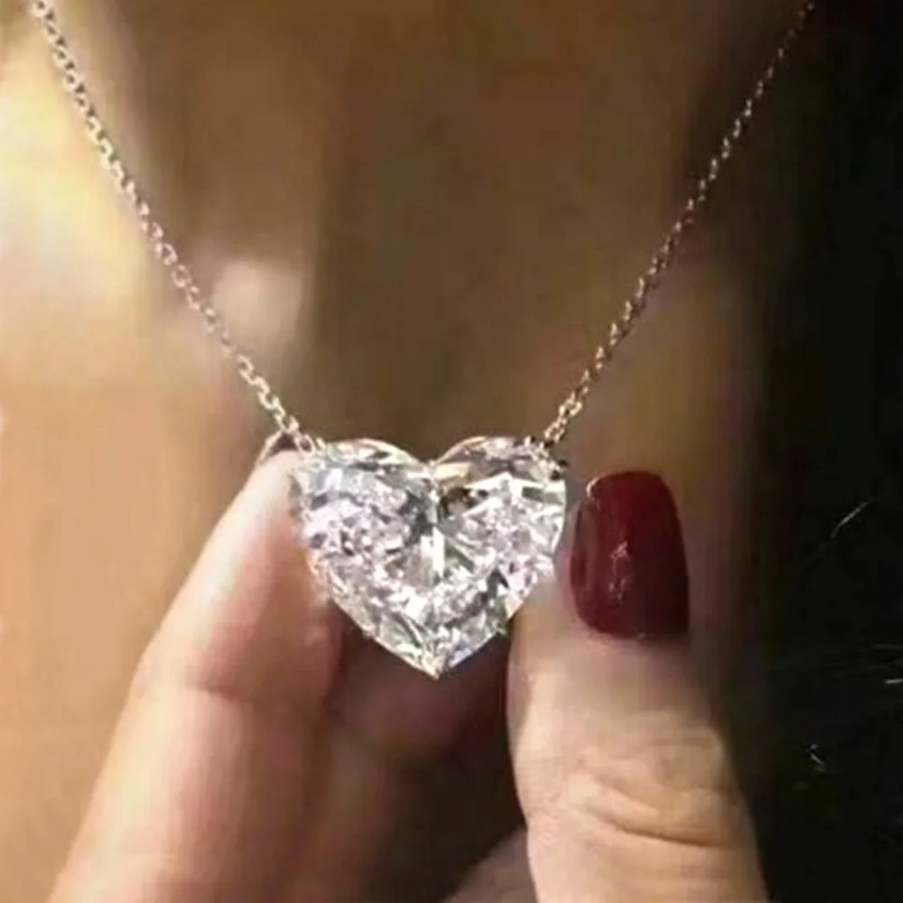 New Sweet Exquisite Heart Shape High Quality 5A Zircon Pendant Necklace for Women Daily Commute Fashion Collarbone Chain Jewelry