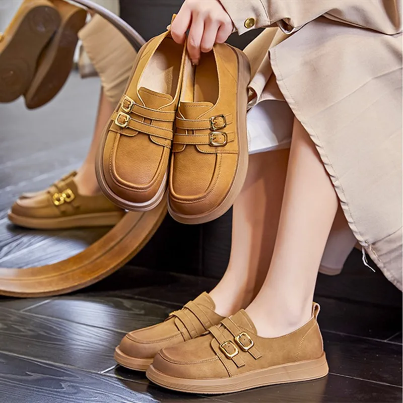 

DIMANYU Genuine Leather Women's Shoes Spring 2025 New British Style Women's Shoes Retro Casual Women's Loafers