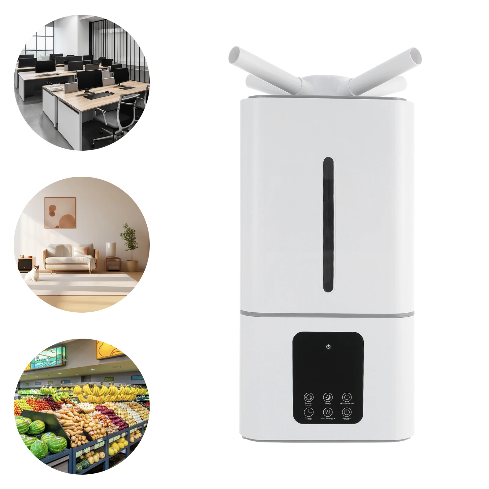 

Коммерческий увлажнитель из АБС-пластика на 15 л, белый прямоугольный увлажнитель на полу с сенсорным экраном + пульт дистанционного управления для большого дома и офиса