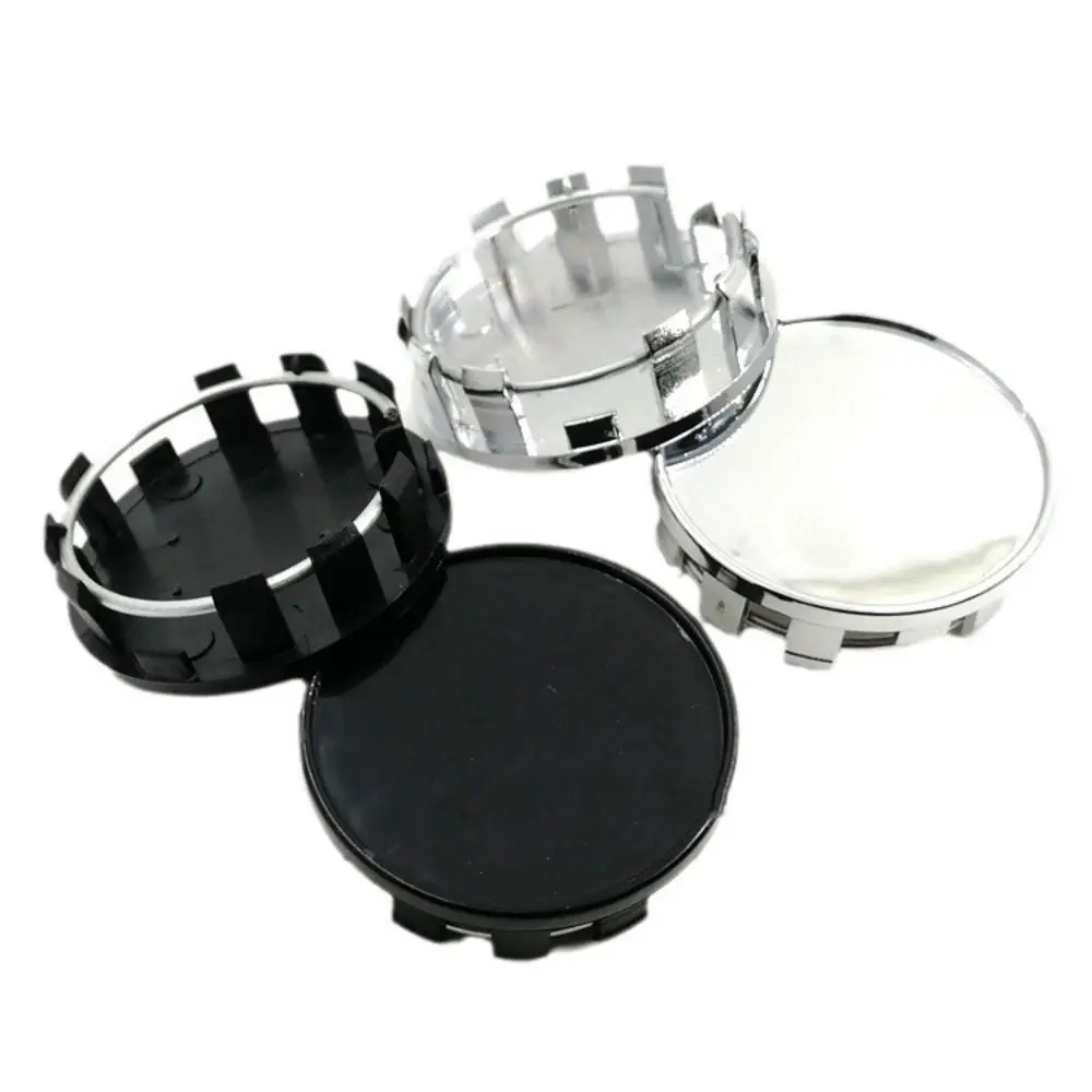 4Pcs Dust-proof Universal Wheel Center Caps Outer 54MM Inner 50MM Rim Hub Caps Silver/Black ABS Wheel Badge Covers Cars